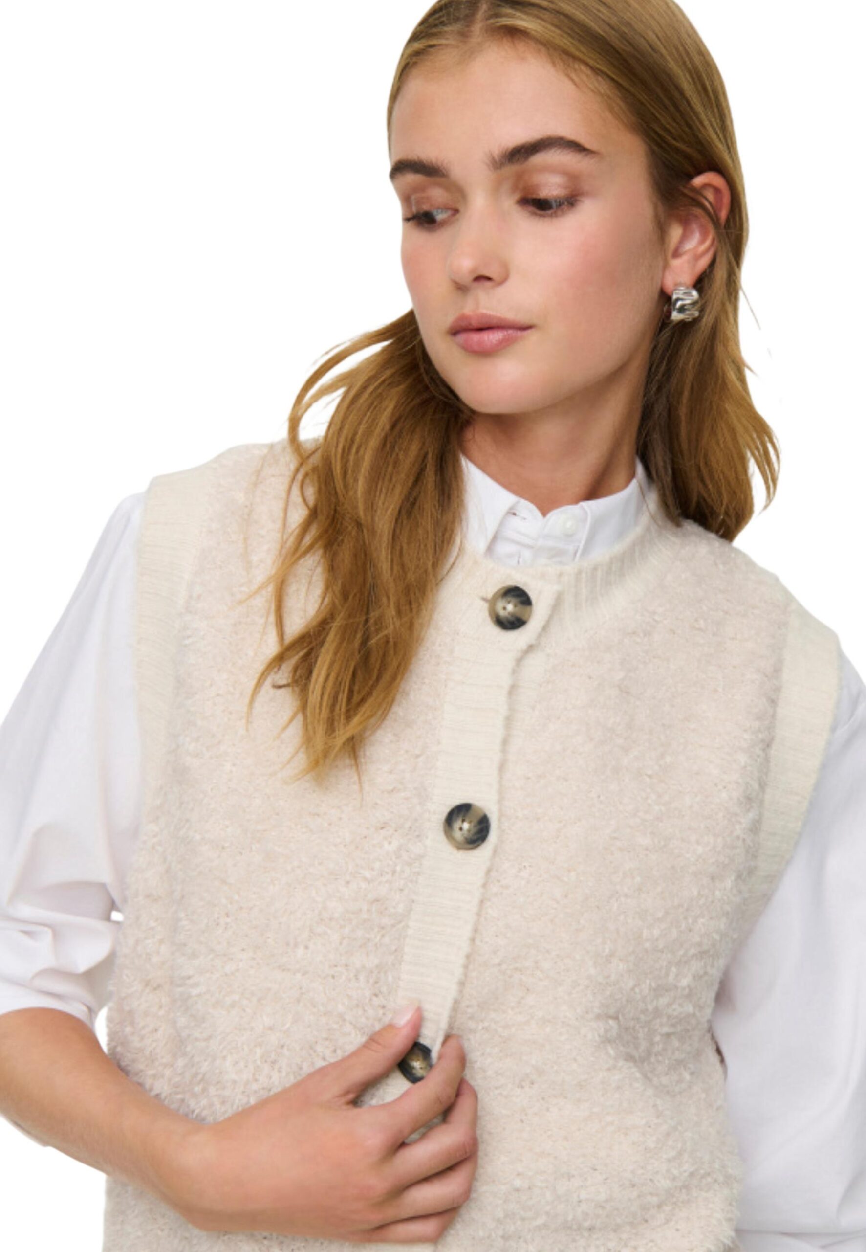 Shop Jacqueline De Yong ‘s White Gilet JDYEIRA LIFE S/L ON at Brands Seekers