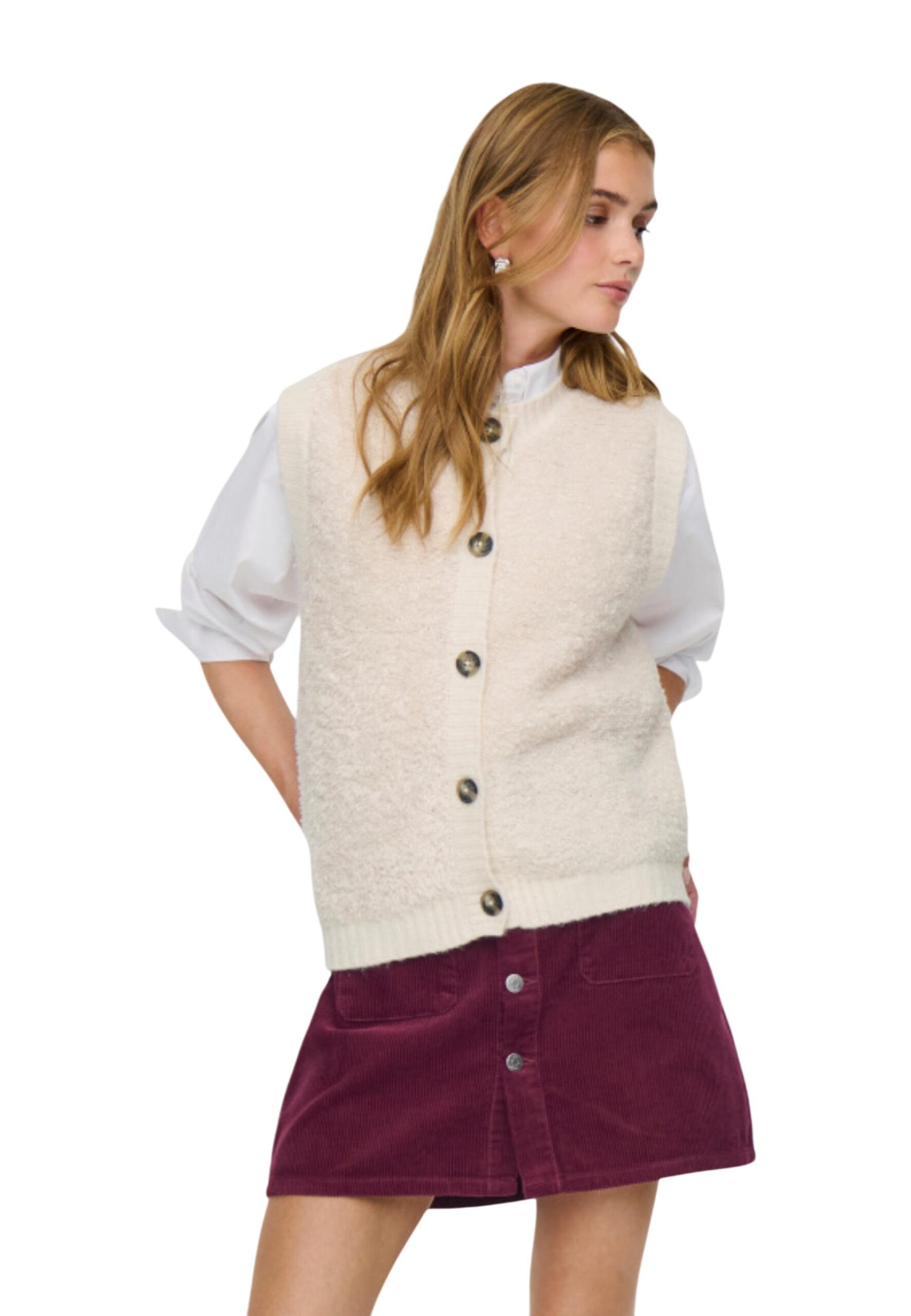 Shop Jacqueline De Yong ‘s White Gilet JDYEIRA LIFE S/L ON at Brands Seekers