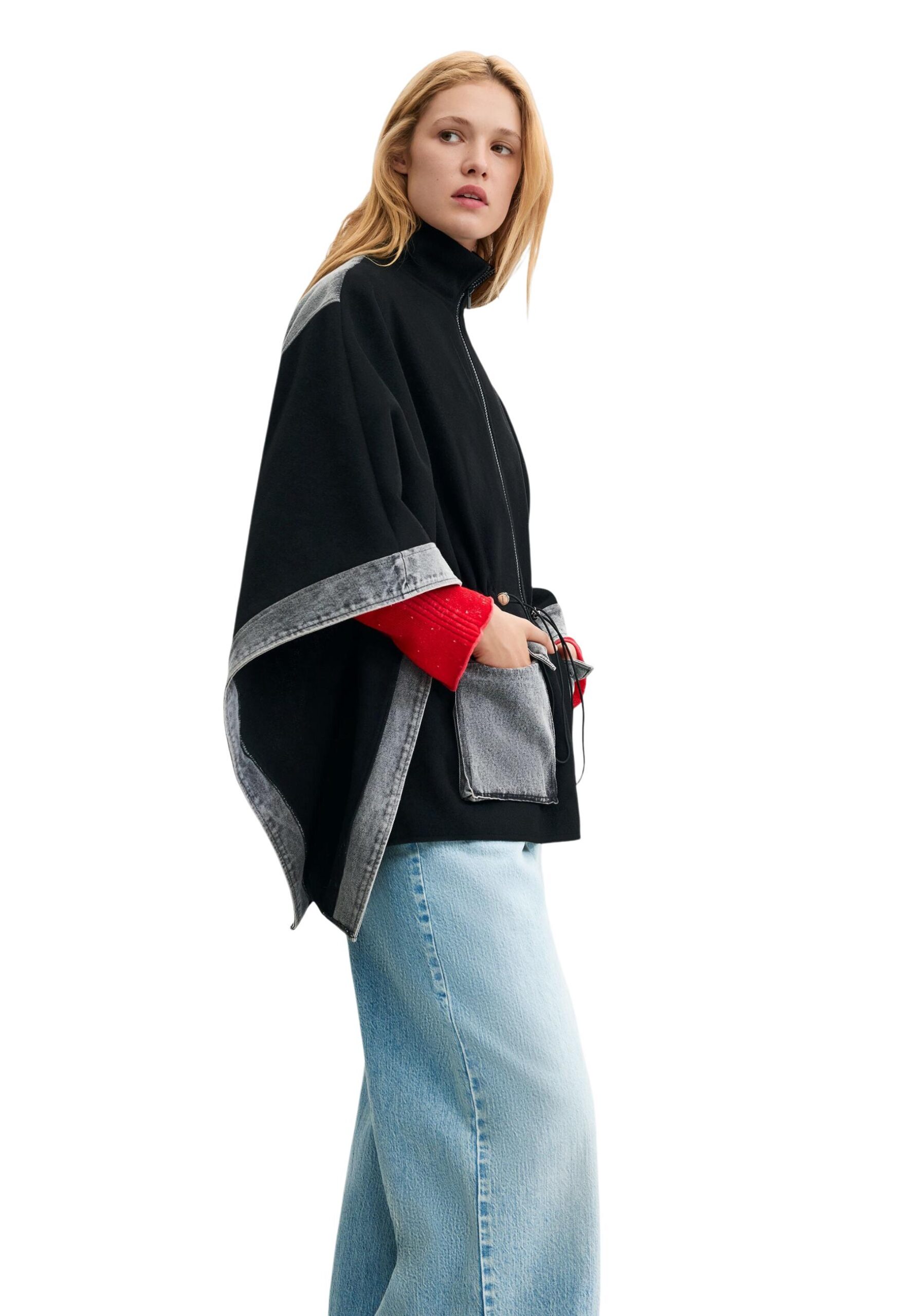 Desigual PONCHO Czarna marynarka damska