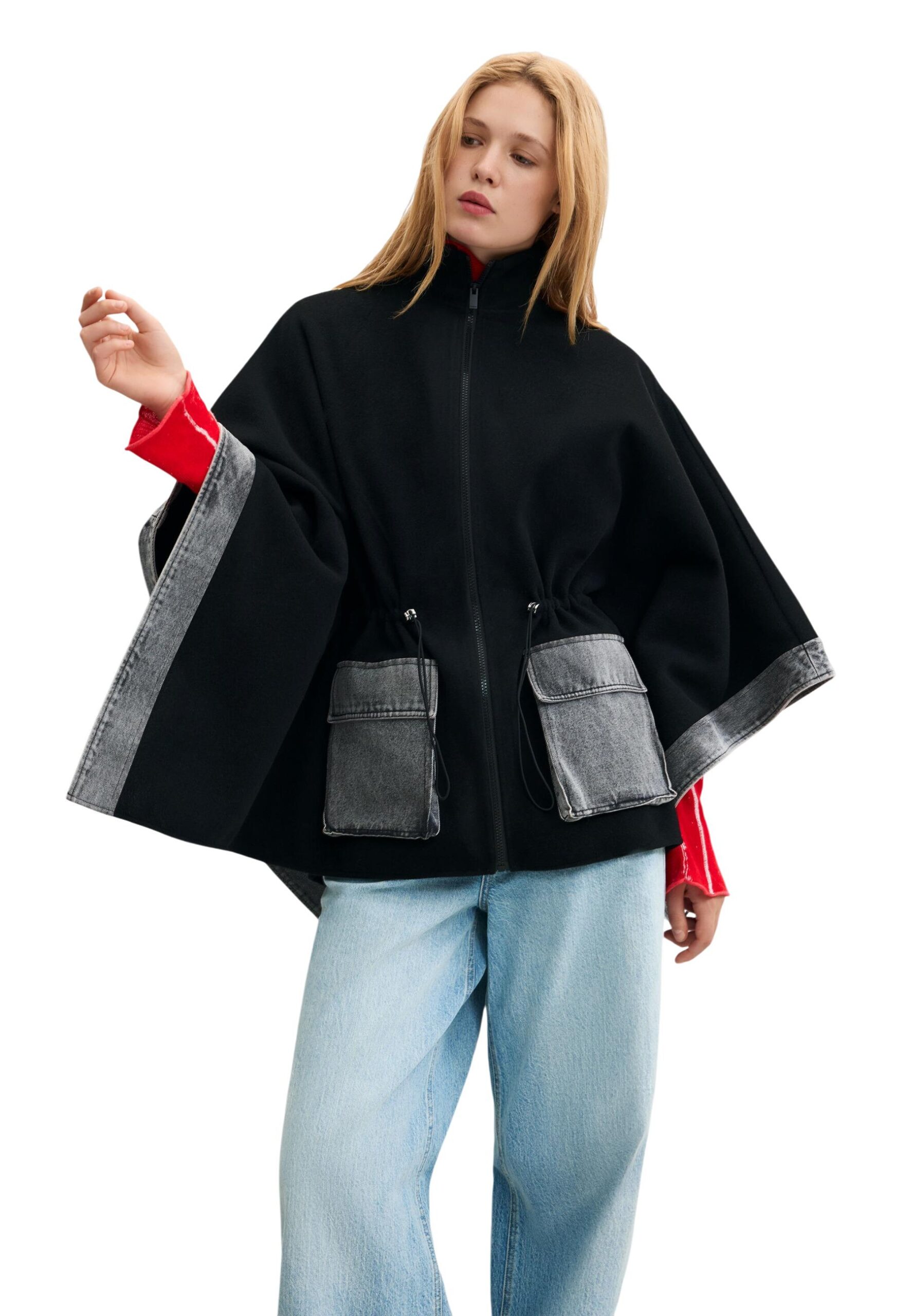 Desigual PONCHO Czarna marynarka damska