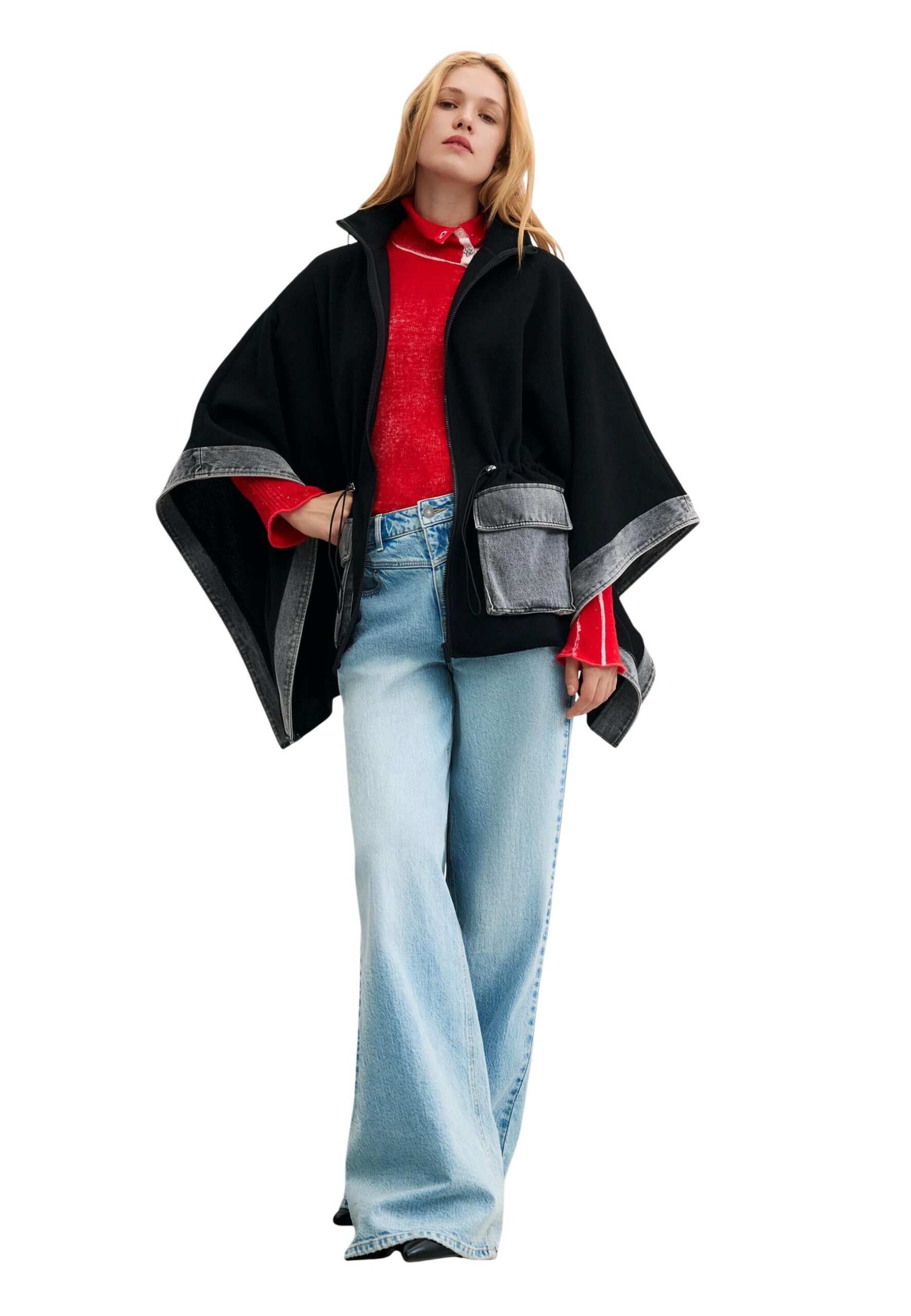 Desigual PONCHO Czarna marynarka damska