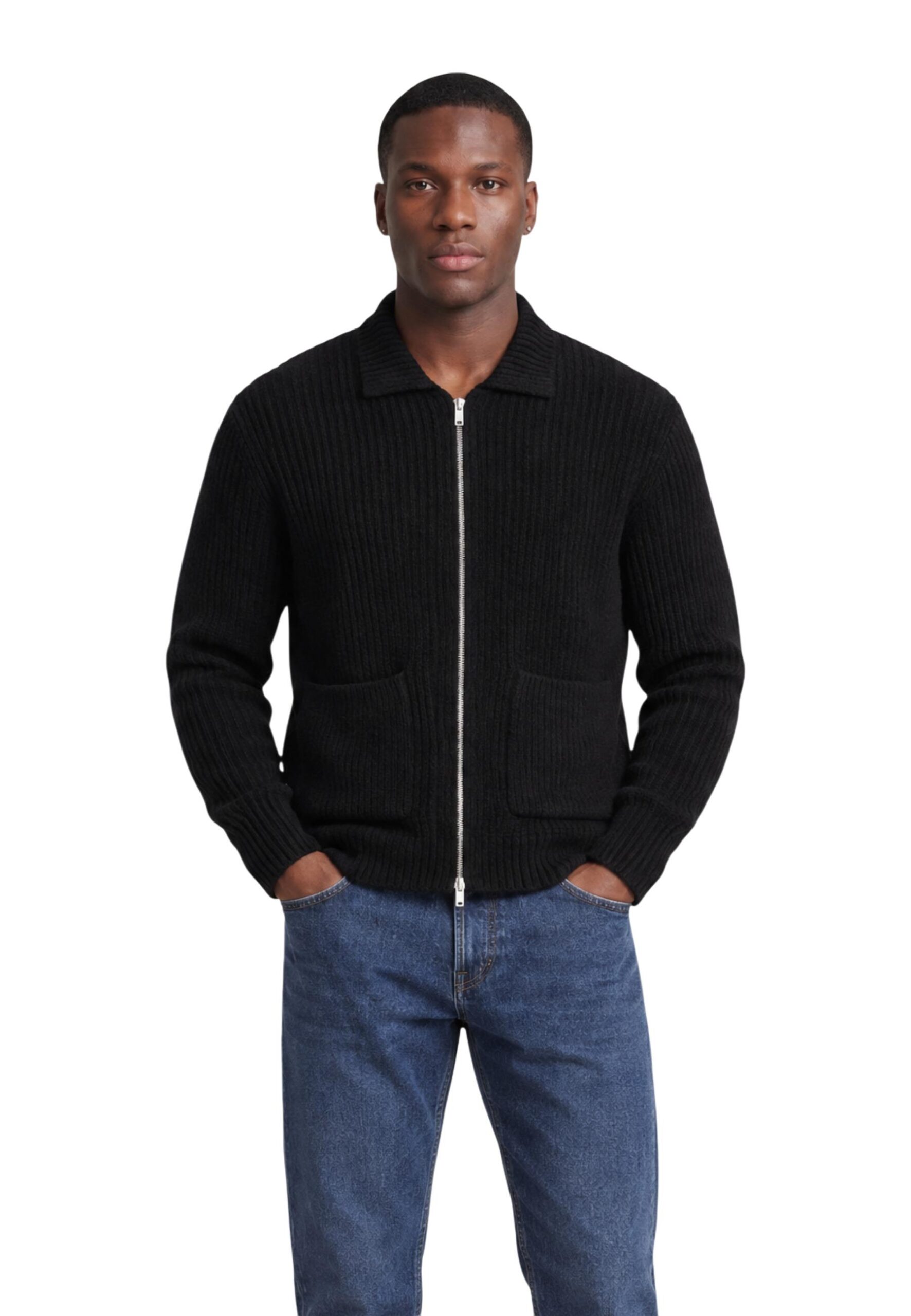 Only & Sons ONSFRAME RLX ZIP CARDIGAN Sort strik til mænd