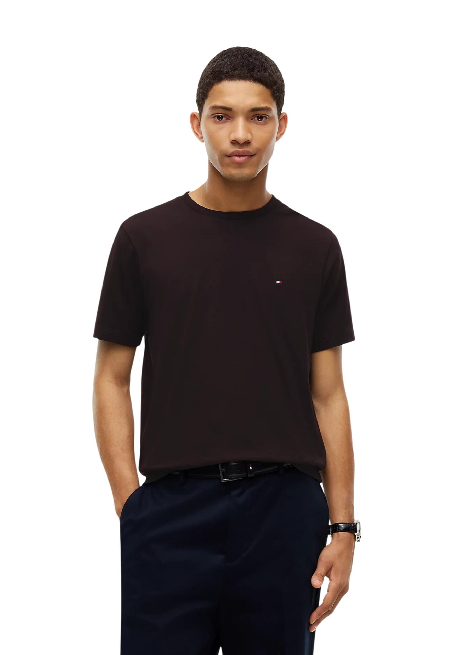 تي شيرت بني للرجال Tommy Hilfiger ESS
