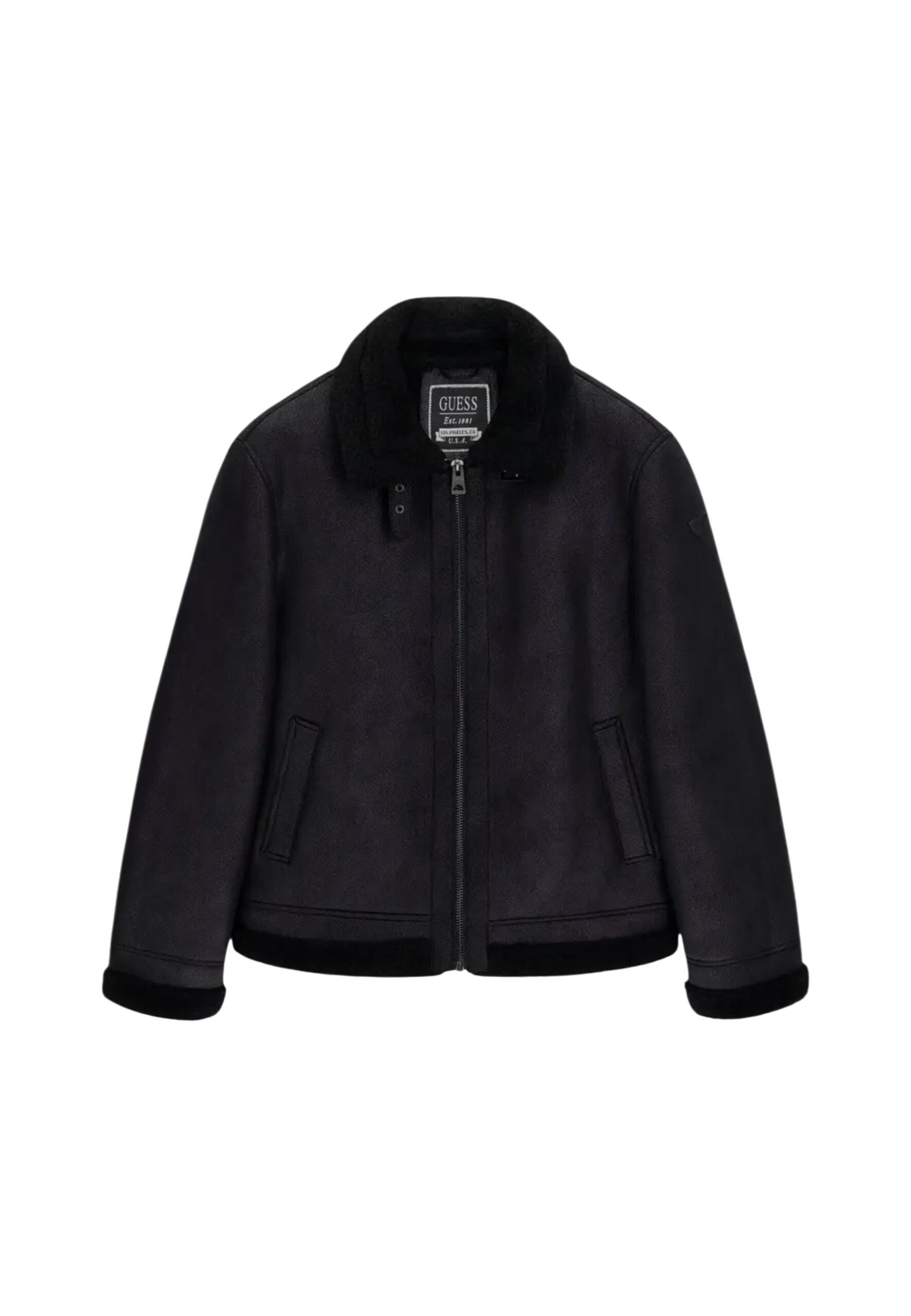 Shop Guess Men’s Black Blazer SHEARLING JACKET at Brands Seekers