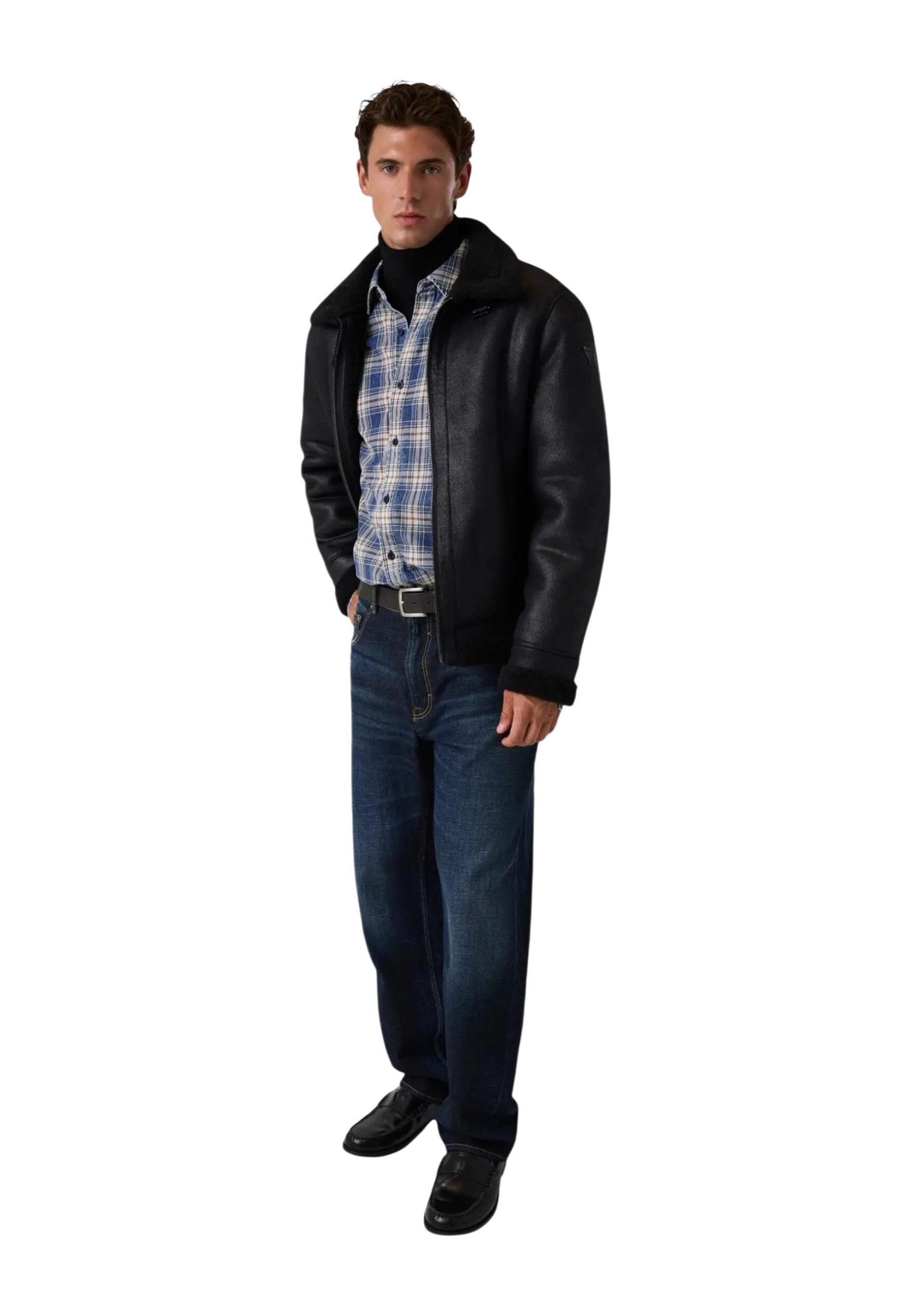 Shop Guess Men’s Black Blazer SHEARLING JACKET at Brands Seekers