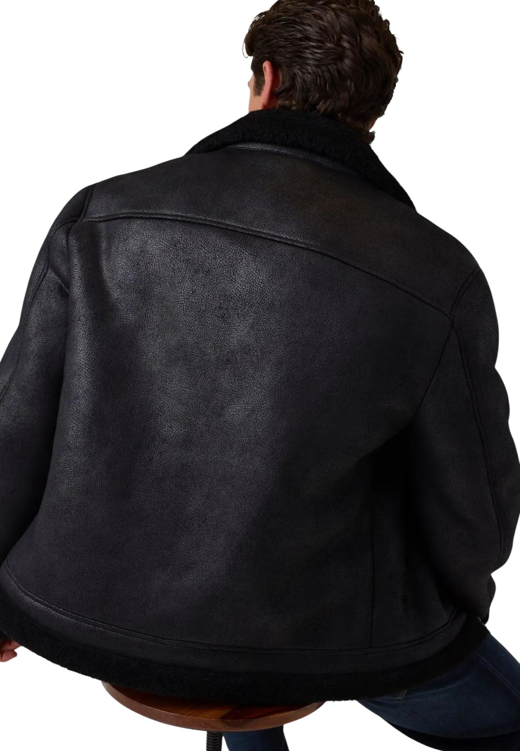 Shop Guess Men’s Black Blazer SHEARLING JACKET at Brands Seekers