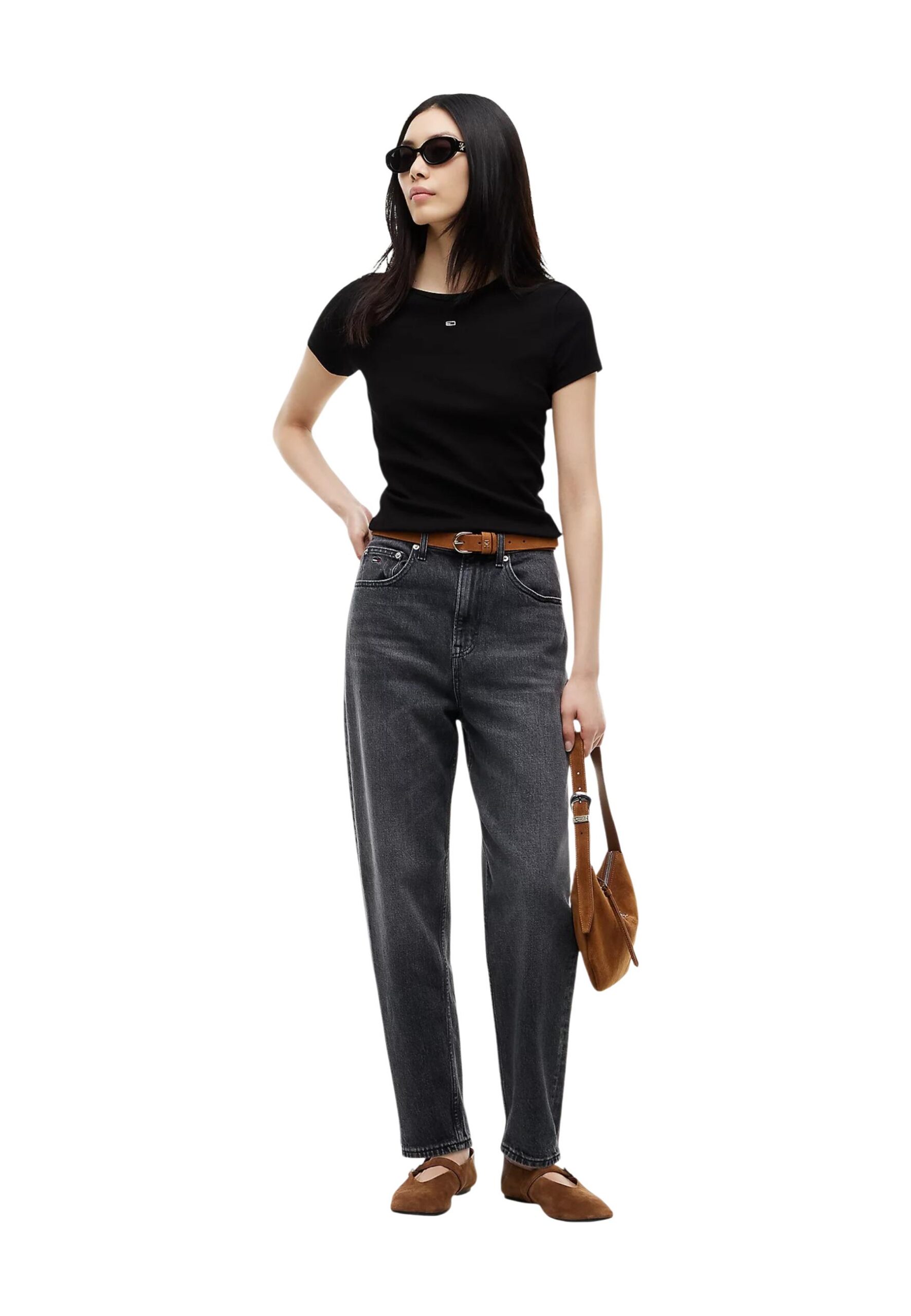 Shop Tommy Hilfiger Jeans Women’s Black T-Shirt TJW SLIM ESSENTIAL RIB at Brands Seekers
