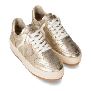 Shop Philippe Model Women’s Gold Sneaker B at Brands Seekers